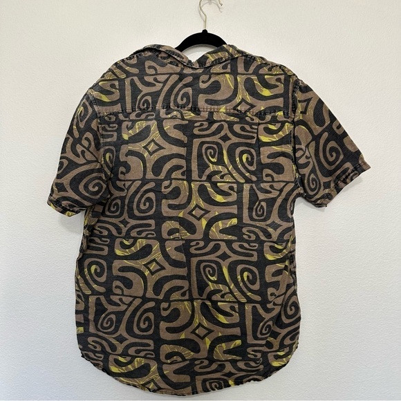 Te’aito mens bold polynesian short sleeve Hawaiian button up L large linen blend - Picture 3 of 3
